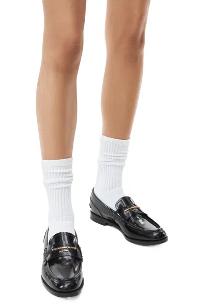 Alexander Wang Glossy Black Loafers With Decorative Strap And Elegant Silhouette In Black