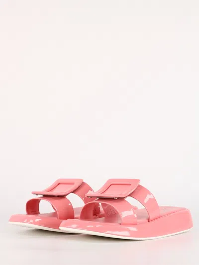 Roger Vivier Square Buckle Sandals In Pink