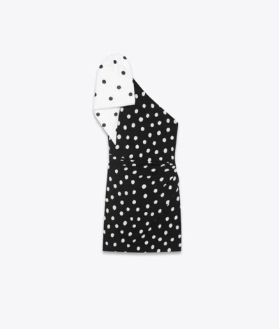 Saint Laurent One-shoulder Bow Mini Dress