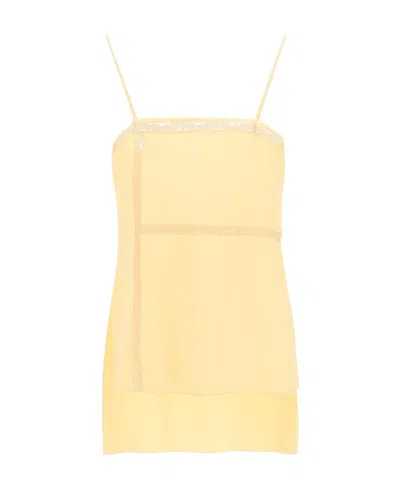 Chloé Lace-trim High-low Camisole In Yellow