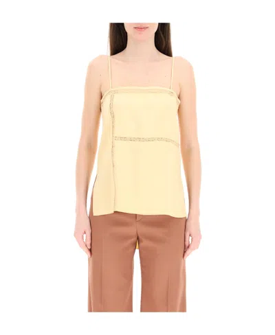 Chloé Lace-trim High-low Camisole In Yellow