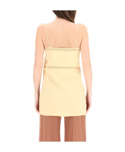 Chloé Lace-trim High-low Camisole In Yellow