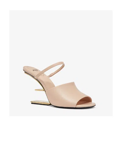 Fendi Pink Leather High-heeled Sandals In Neutral