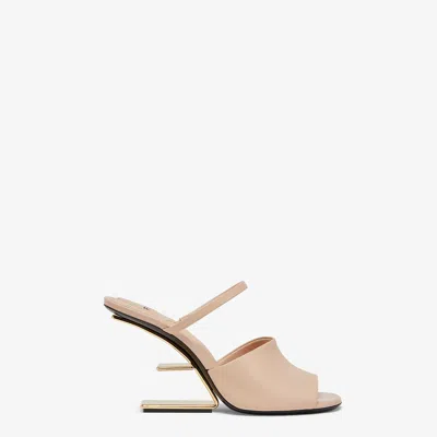 Fendi Pink Leather High-heeled Sandals In Neutral