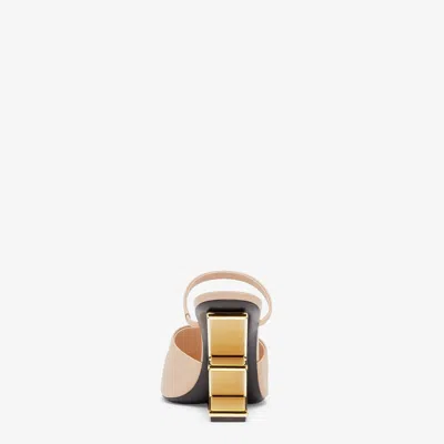 Fendi Pink Leather High-heeled Sandals In Neutral
