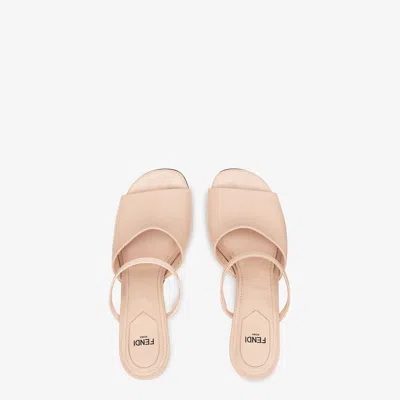 Fendi Pink Leather High-heeled Sandals In Neutral