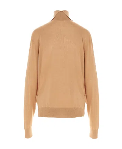 Jil Sander Roll-neck Fine-knit Jumper In Brown