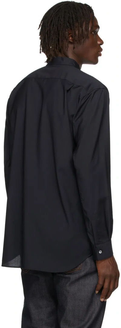 Comme Des Garçons Navy Blue Logo Shirt In Blue