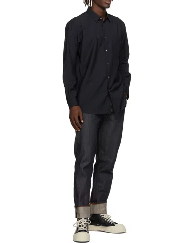Comme Des Garçons Navy Blue Logo Shirt In Blue