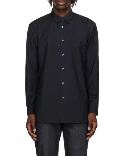 Comme Des Garçons Navy Blue Logo Shirt In Blue