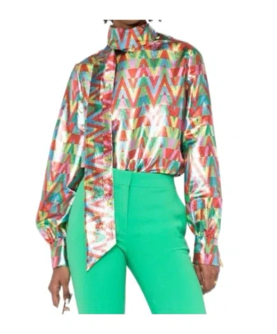 Valentino Logo Detailed Bowed Neck Blouse In Multi