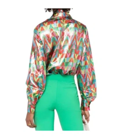 Valentino Logo Detailed Bowed Neck Blouse In Multi
