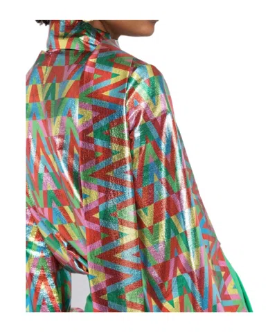 Valentino Logo Detailed Bowed Neck Blouse In Multi