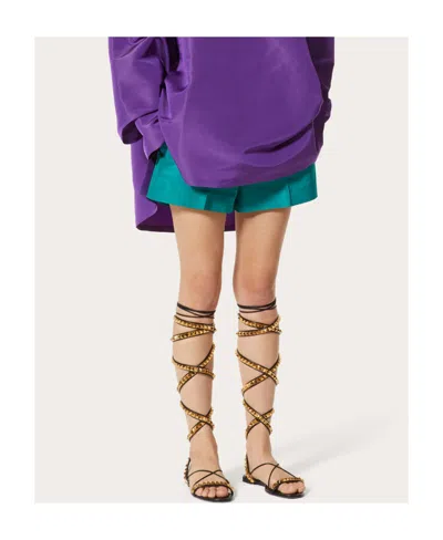 Valentino Drawstring-waist Pressed-crease Shorts In Blue