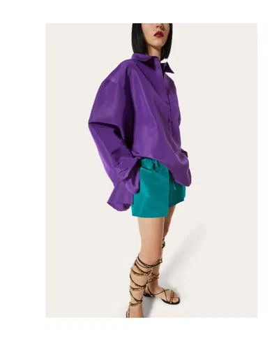 Valentino Drawstring-waist Pressed-crease Shorts In Blue
