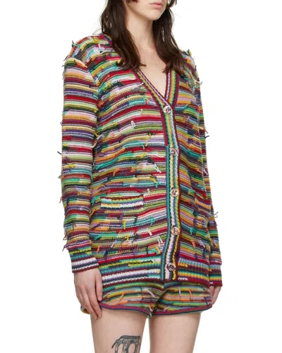 Chloé Striped Distressed Cardigan