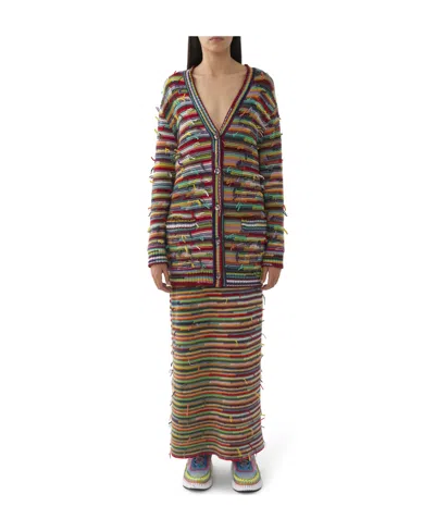 Chloé Striped Distressed Cardigan