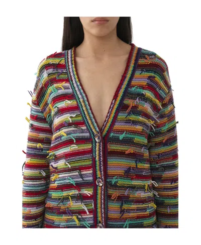 Chloé Striped Distressed Cardigan
