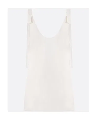 Chloé Chiffon Tank Top With Decorative Tapes In Neutral