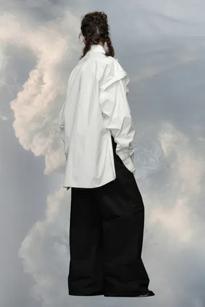 Maison Margiela Drop-shoulder Gathered Poplin Shirt In White
