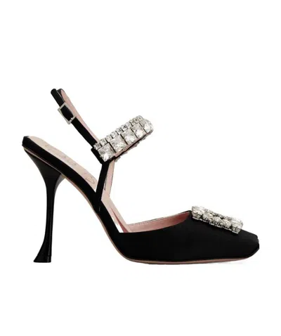 Roger Vivier Slingback Pumps Rhinestone Buckle In Satin