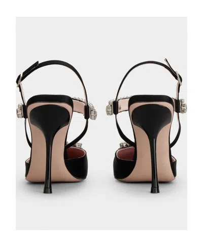 Roger Vivier Slingback Pumps Rhinestone Buckle In Satin