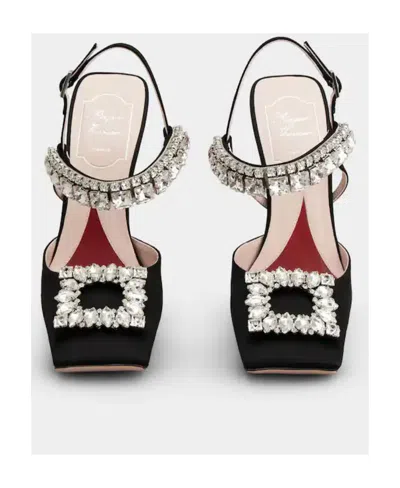Roger Vivier Slingback Pumps Rhinestone Buckle In Satin