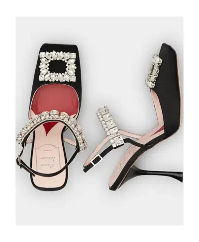 Roger Vivier Slingback Pumps Rhinestone Buckle In Satin