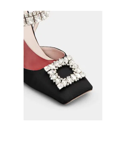 Roger Vivier Slingback Pumps Rhinestone Buckle In Satin