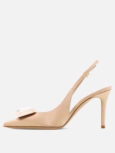 Gianvito Rossi Crystal Embellished Slingback Pumps