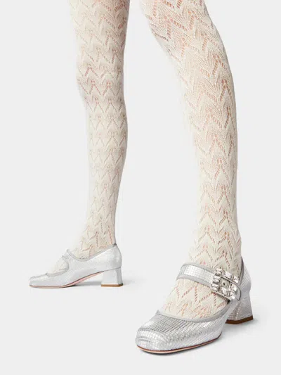 Roger Vivier Trés Vivier Strass Buckle Babies Pumps In Fabric