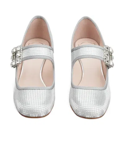 Roger Vivier Trés Vivier Strass Buckle Babies Pumps In Fabric