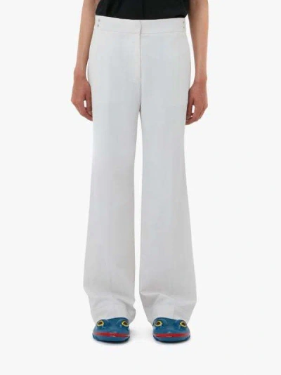 Jw Anderson Rivet-detailing Straight-leg Trousers In White