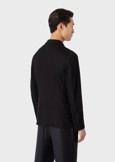 Giorgio Armani Official Store Icon Double-breasted Jacket In Fulled Cashmere Interlock