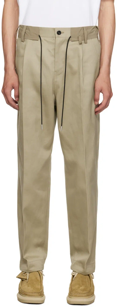 Sacai Straight-leg Cotton Chino Trousers In Gray