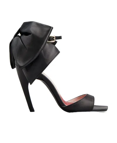 Roger Vivier Viv' Choc Back Bow Sandals In Nappa Leather