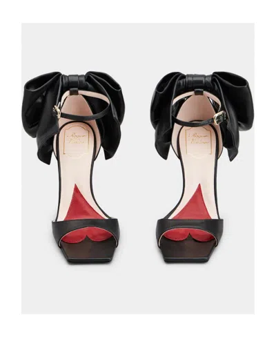 Roger Vivier Viv' Choc Back Bow Sandals In Nappa Leather