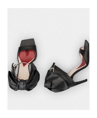Roger Vivier Viv' Choc Back Bow Sandals In Nappa Leather