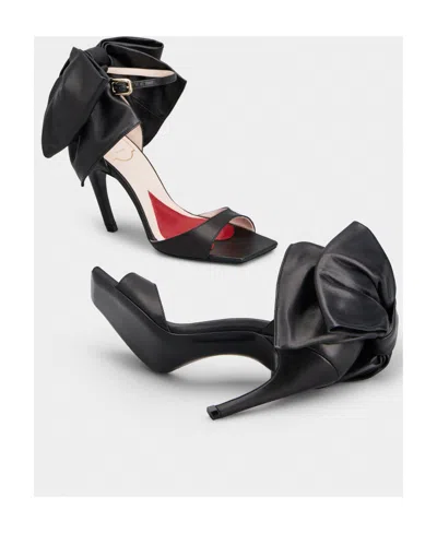 Roger Vivier Viv' Choc Back Bow Sandals In Nappa Leather