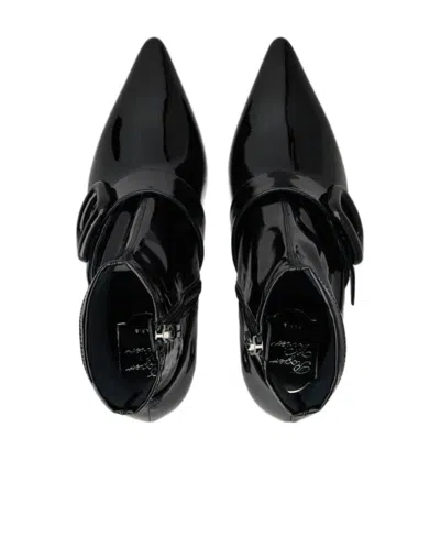 Roger Vivier Viv' Choc Stretch Lacquered Buckle Ankle Boots In Patent Leather