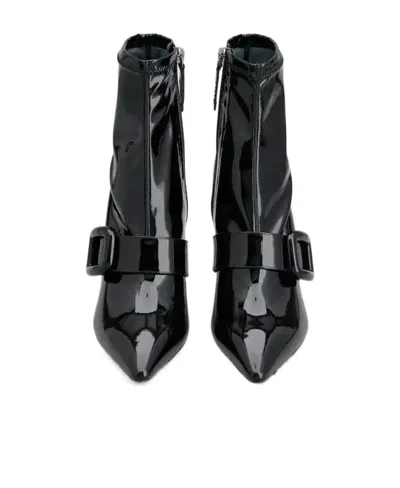 Roger Vivier Viv' Choc Stretch Lacquered Buckle Ankle Boots In Patent Leather