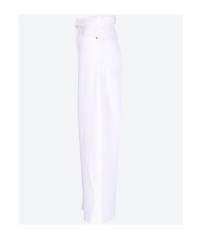Sacai Belted Raw Cut Jeans In White