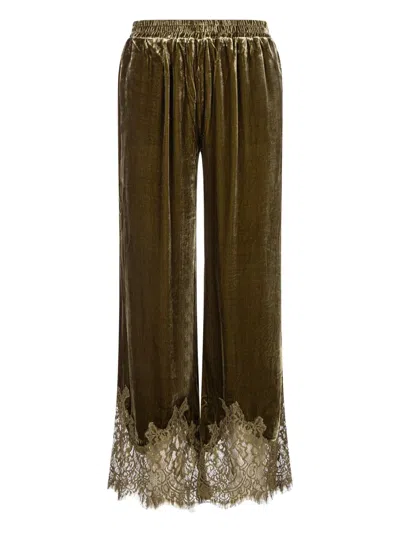 Gold Hawk Anastasia Lace-trimmed Trousers In Gray
