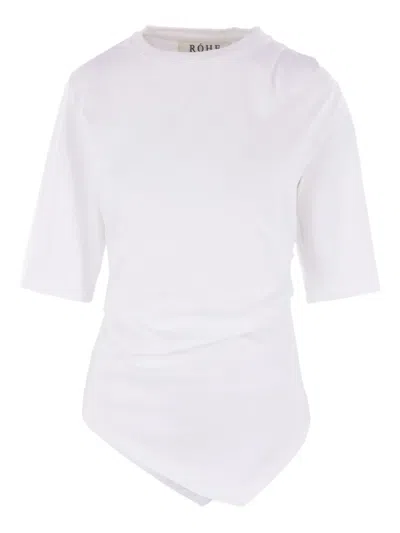 Rohe Asymmetrical White Organic Cotton Woven T-shirt In White
