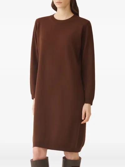 Fabiana Filippi Button-detail Side-twist Dress In Brown