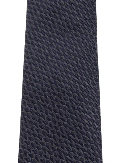 Giorgio Armani Geometric-pattern Silk Tie In Black