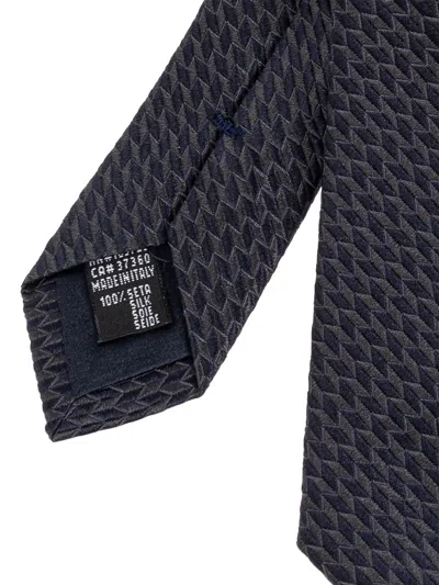 Giorgio Armani Geometric-pattern Silk Tie In Black