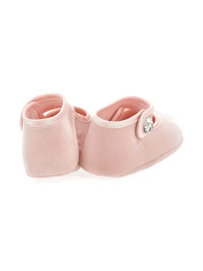 Monnalisa Embellished-strap Crib Shoes In Pink