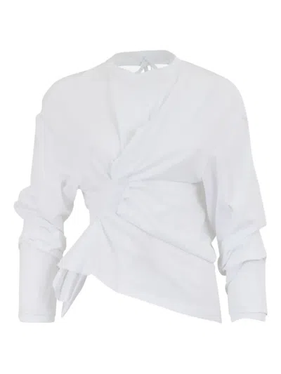 A.w.a.k.e. Organic Cotton Open-back Knotted Jersey Top In White
