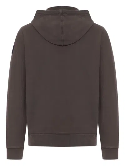 Stone Island Lead Grey Brushed Organic Cotton Hoodie In Brown
